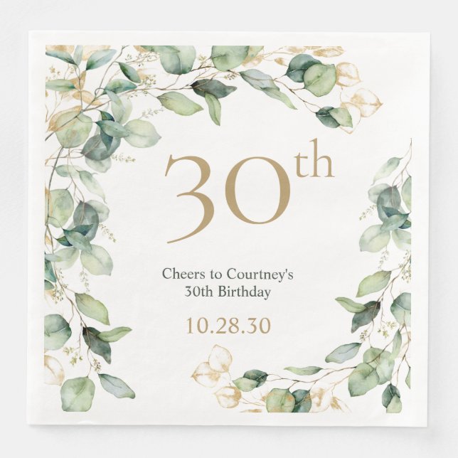 Serviette En Papier 30e anniversaire Eucalyptus (Devant)