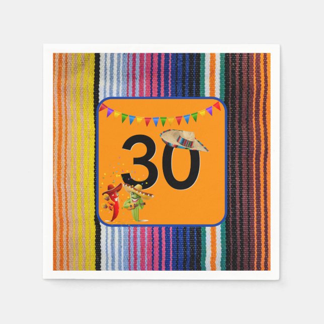 Serviette En Papier 30e anniversaire fête Design mexicain (Devant)