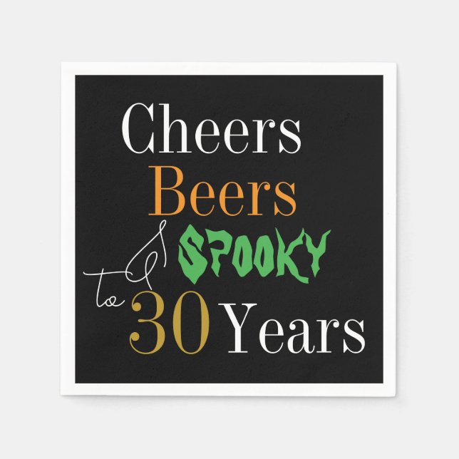 Serviette En Papier 30e anniversaire Halloween Cheers Bières Fête Éffr (Devant)