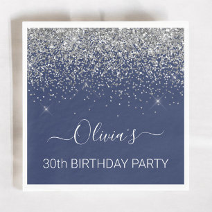 Serviette En Papier 30e anniversaire Marine Bleu Parties scintillant d