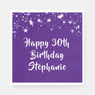 Serviette En Papier 30e anniversaire moderne violet pinceau Étoiles de