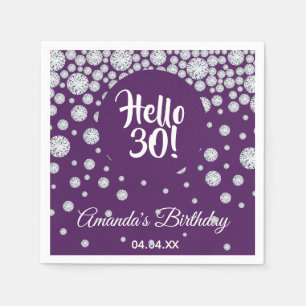 Serviette En Papier 30e anniversaire nom de diamants pourpres