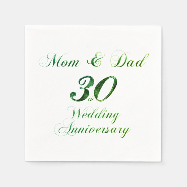 Serviette En Papier 30e anniversaire Parents Pearl Mariage Anniversair (Devant)