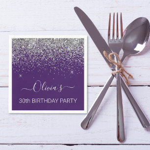 Serviette En Papier 30e anniversaire Parties scintillant d'argent viol