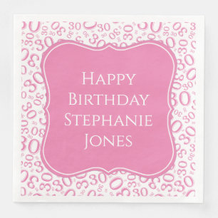 Serviette En Papier 30e anniversaire Pink Random Motif 30