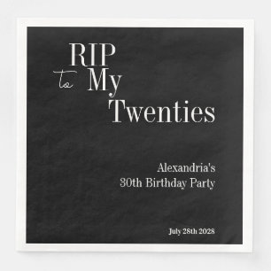 Serviette En Papier 30e anniversaire RIP 20 ans Soirée noir et blanc