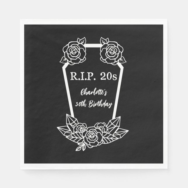 Serviette En Papier 30e anniversaire Rip 20s Black Rose Coffin Party (Devant)