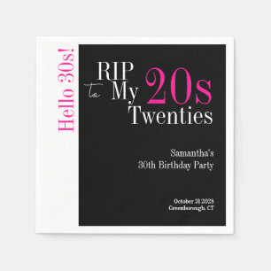 Serviette En Papier 30e anniversaire RIP 20s Hello 30s Party Black Pin