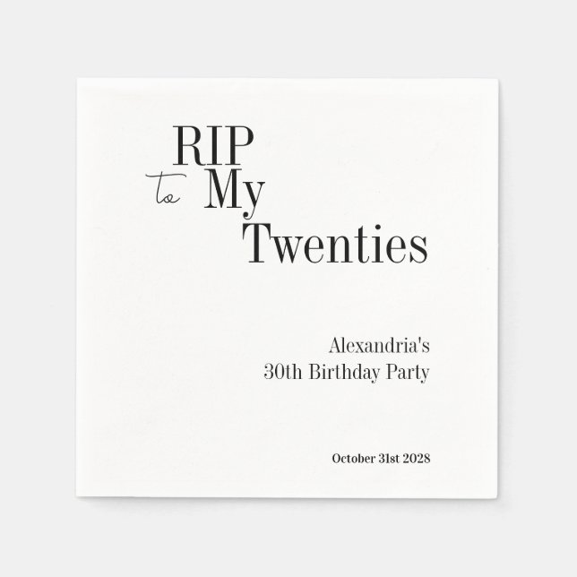 Serviette En Papier 30e anniversaire RIP 20s Minimal Party (Devant)