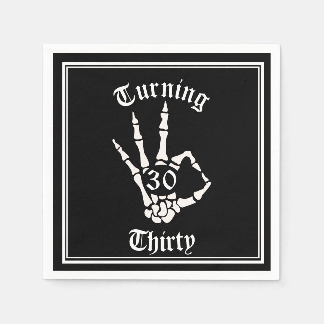 Serviette En Papier 30e anniversaire - RIP Années Squelette Plaque pap (Devant)