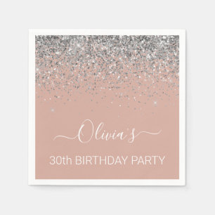 Serviette En Papier 30e anniversaire Rose Gold Blush Pink Silver Parti