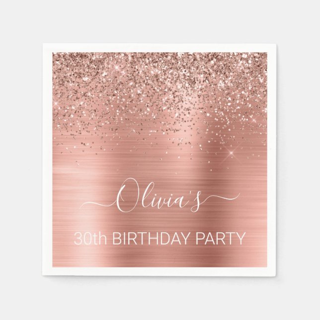 Serviette En Papier 30e anniversaire Rose Gold - Parties scintillant r (Devant)