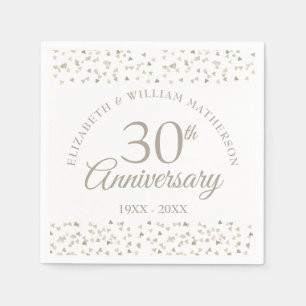 Serviette En Papier 30e Perle Mariage Anniversaire Coeurs Confetti