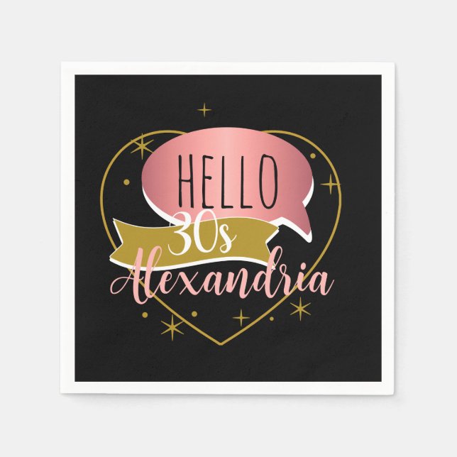 Serviette En Papier 30th birthday hello 30 Personalized heart (Devant)