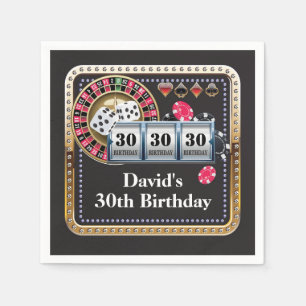 Serviette En Papier 30th Casino Poker carte de jeu Anniversaire servie