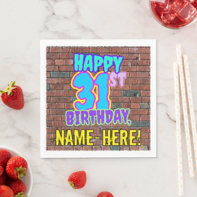 Serviette En Papier 31e anniversaire ~ Amusant, Graffiti urbain inspir (En situation)