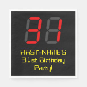 Serviette En Papier 31e anniversaire : Rouge Digital Clock Style "31"