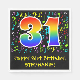 Serviette En Papier 31e anniversaire - Symboles de musique colorée, a