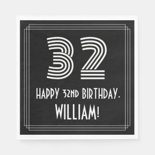 Serviette En Papier 32e anniversaire : Art Déco Inspiré Look "32" + No