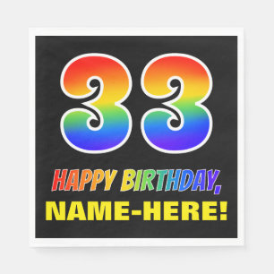 Serviette En Papier 33e anniversaire : Bold, amusant, simple, arc-en-c