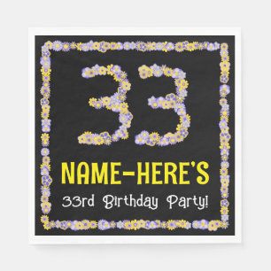 Serviette En Papier 33e anniversaire : Floral Flowers Numéro, Nom pers