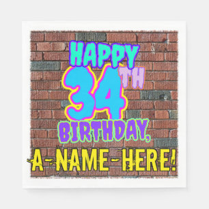 Serviette En Papier 34e anniversaire ~ Amusant, Graffiti urbain inspir