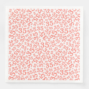 Serviette En Papier 35e âge nombre aléatoire Motif corail/blanc