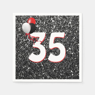 Serviette En Papier 35e anniversaire Ballons sur Parties scintillant n