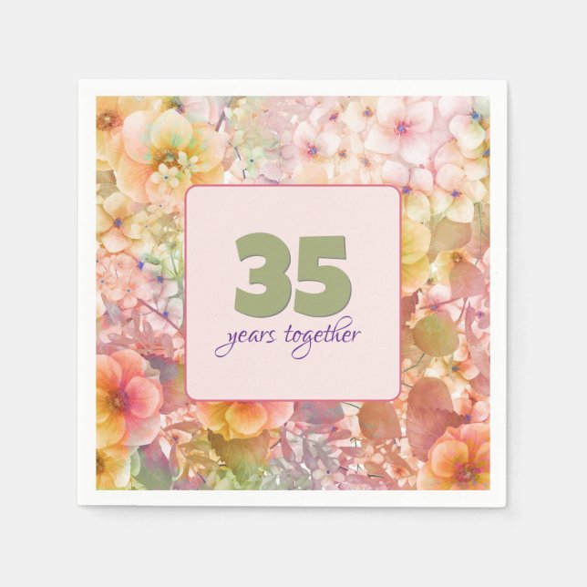 Serviette En Papier 35e anniversaire Cosmos Floral Garden (Devant)