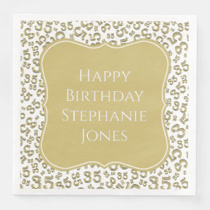 Serviette En Papier 35e anniversaire Gold/White Motif numéro de suppor