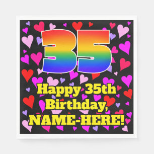 Serviette En Papier 35e anniversaire : Loving Hearts Motif, Arc-en-cie