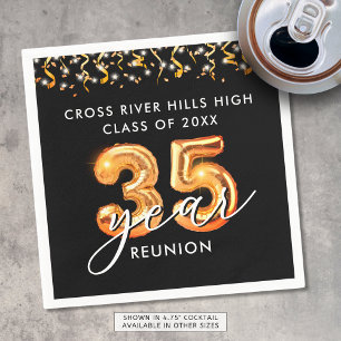Serviette En Papier 35e Classe Reunion Black Orange Balloons Confetti