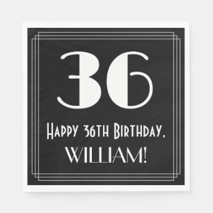 Serviette En Papier 36e anniversaire ~ Art Déco Inspiré Look "36", Nom