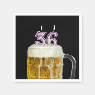 Serviette En Papier 36e Anniversaire Bière en noir