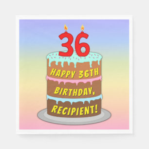 Serviette En Papier 36e anniversaire : Fun Cake and Candles + Nom pers