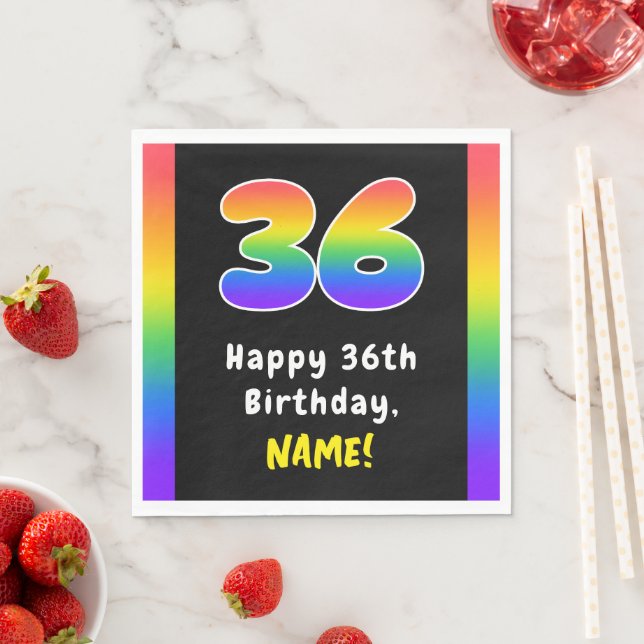 Serviette En Papier 36e anniversaire : Rainbow Spectrum # 36, Nom pers (En situation)