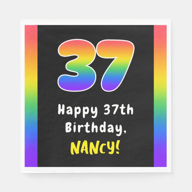 Serviette En Papier 37e anniversaire : Rainbow Spectrum # 37, Nom pers (Devant)