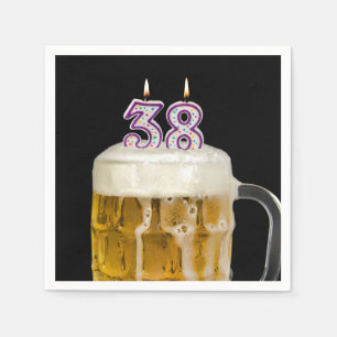 Serviette En Papier 38e Anniversaire Bière en noir