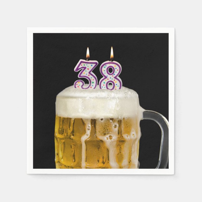 Serviette En Papier 38e Anniversaire Bière en noir (Devant)