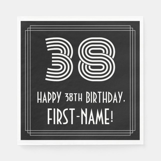 Serviette En Papier 38ème anniversaire : Art Déco Inspiré Look "38" +  (Devant)