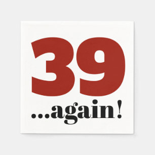 Serviette En Papier 39 à nouveau cher rouge fête d'anniversaire