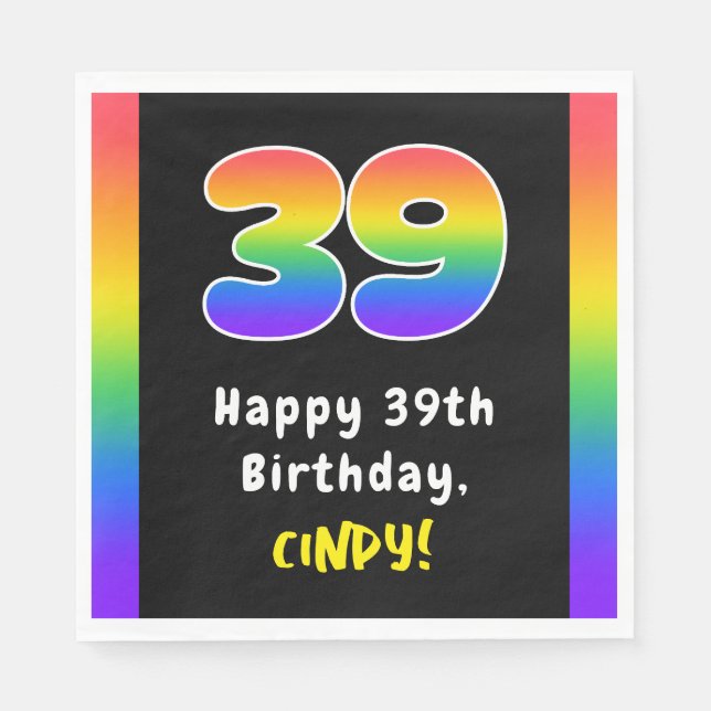 Serviette En Papier 39e anniversaire : Rainbow Spectrum # 39, Nom pers (Devant)
