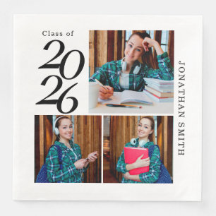 Serviette En Papier 3 Collage Photo 2025 Parti de graduation personnal