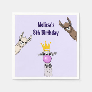 Serviette En Papier 3 Cute Llama Face Caricature Anniversaire