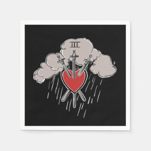 Serviette En Papier 3 d'épées Love Heart Tarot Illustration Trois