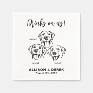 Serviette En Papier 3 Labrador Retrievers Chiens Mariage Cocktail