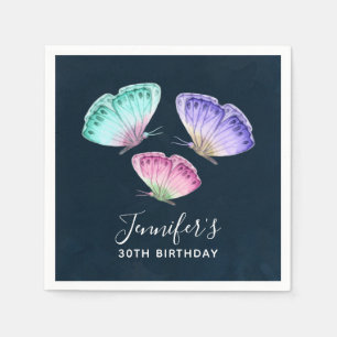 Serviette En Papier 3 Mignons Papillons Pastel Aquarelle Colorée