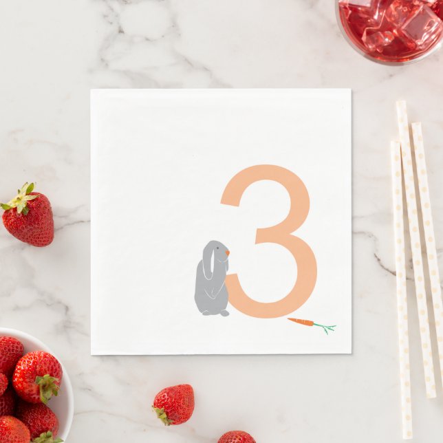 Serviette En Papier 3E Anniversaire Jour moderne Bunny Party Napkins (En situation)
