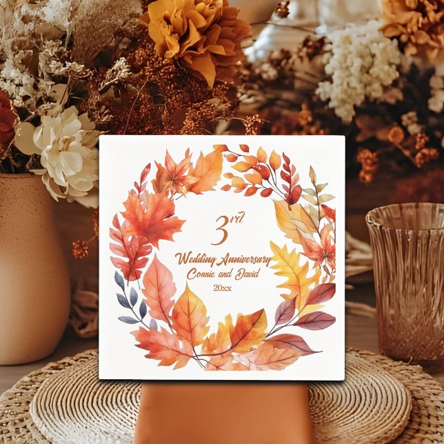 Serviette En Papier 3e anniversaire Mariage automne floral (Créateur téléchargé)