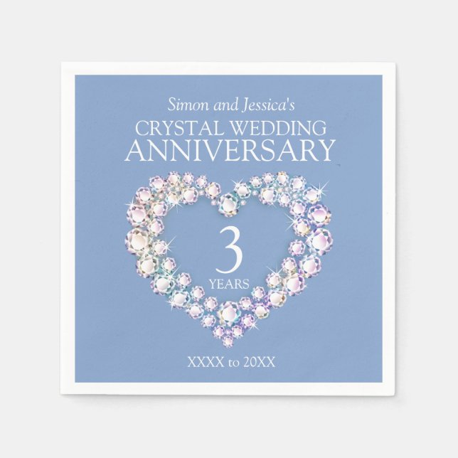 Serviette En Papier 3e anniversaire mariage coeur personnalisé nom ble (Devant)